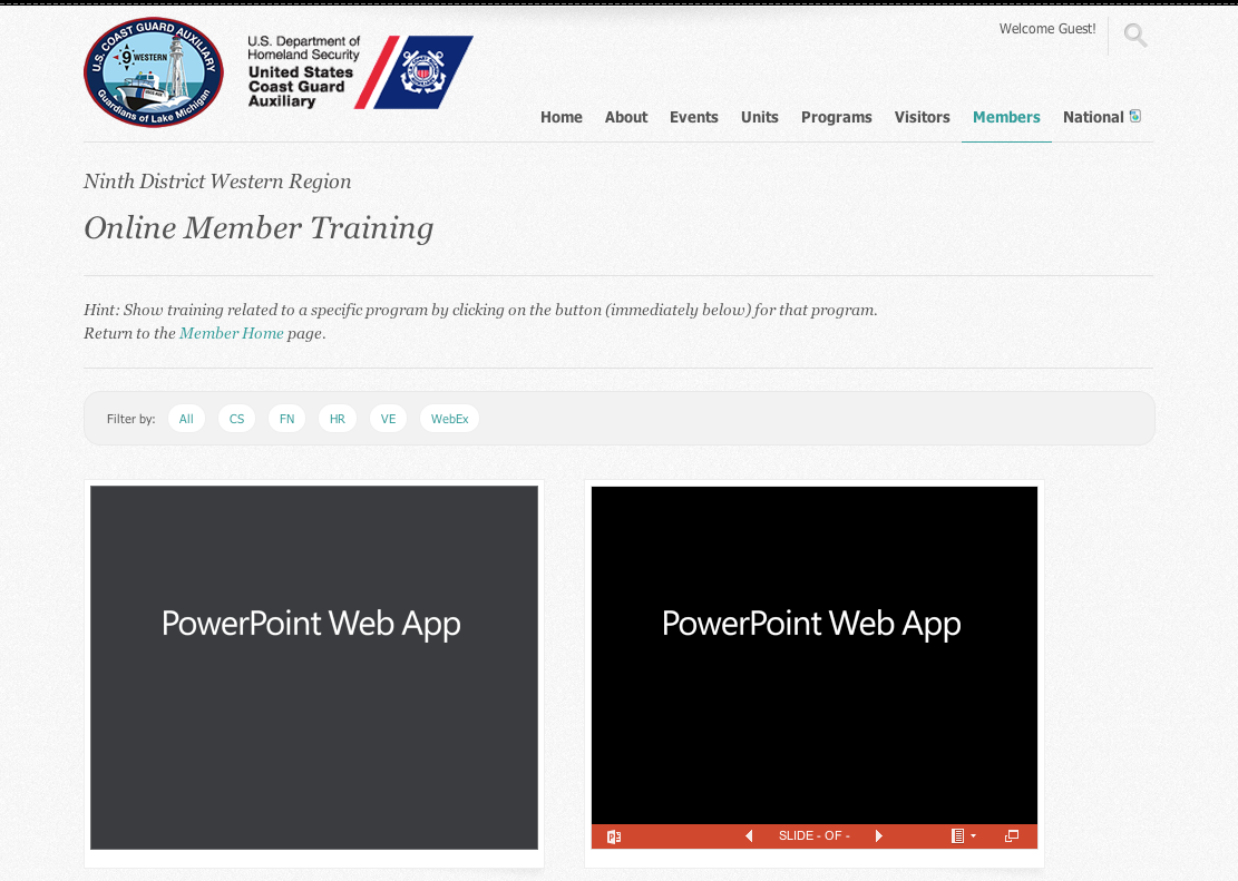 New Member Online Training Page
